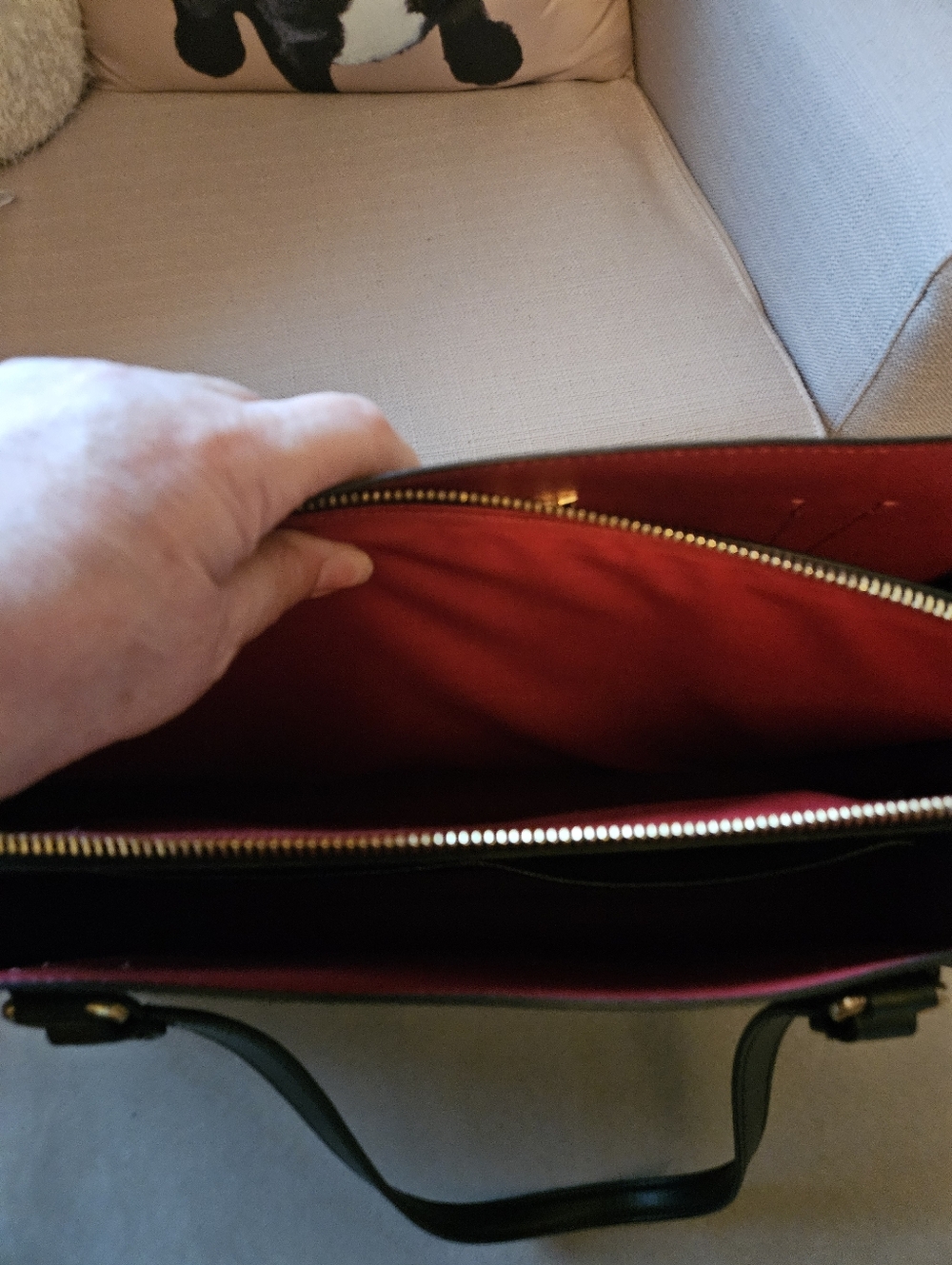 Coach Black Signature Tote with Red Interior and Gold Hardware Accents - Picture 6 of 6
